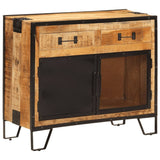 Buffet 80x31x66 cm bois de manguier brut massif et métal