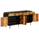 Buffet 140x35x70 cm bois massif de récupération et métal