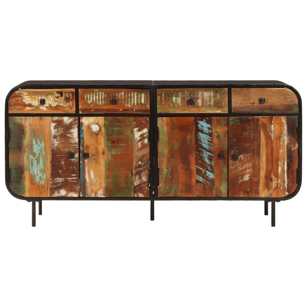 Buffet 140x35x70 cm bois massif de récupération et métal