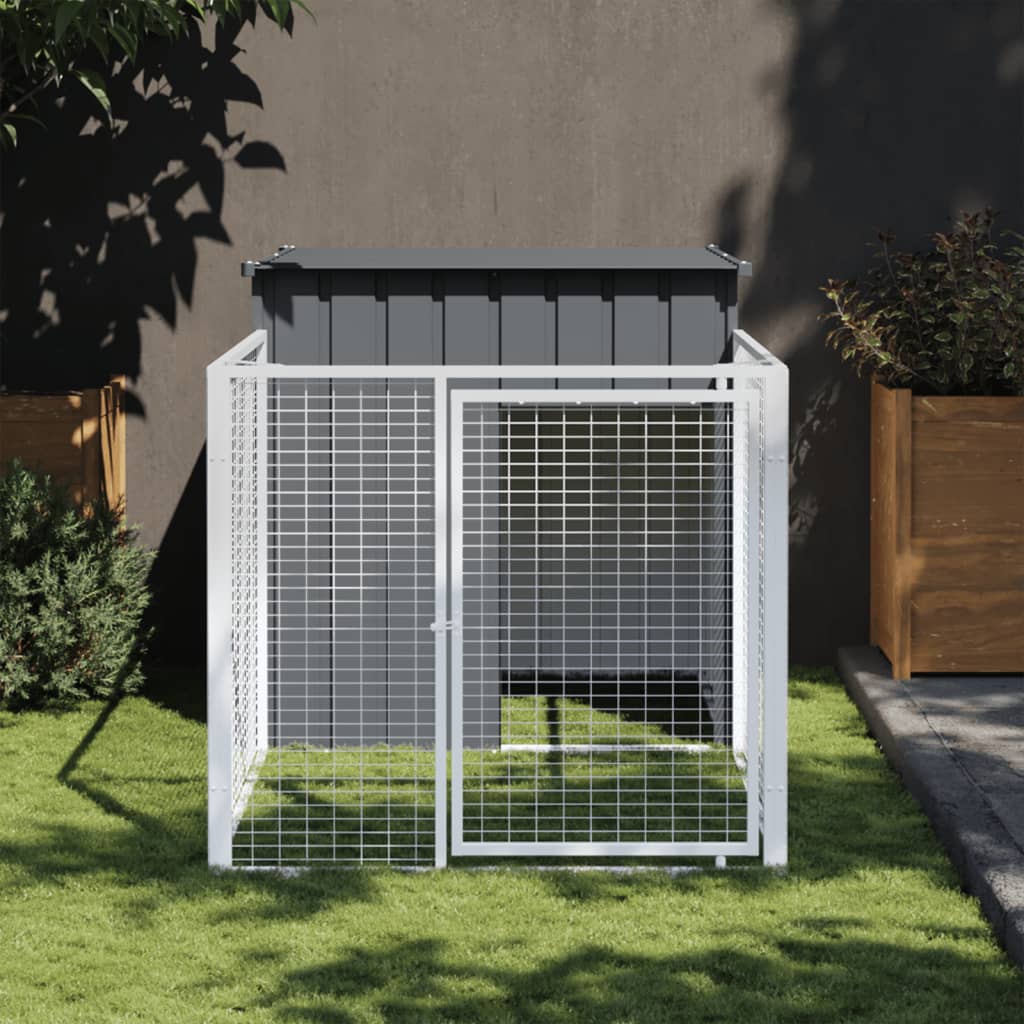 Dog house with courtyard anthracite 110x201x110 cm