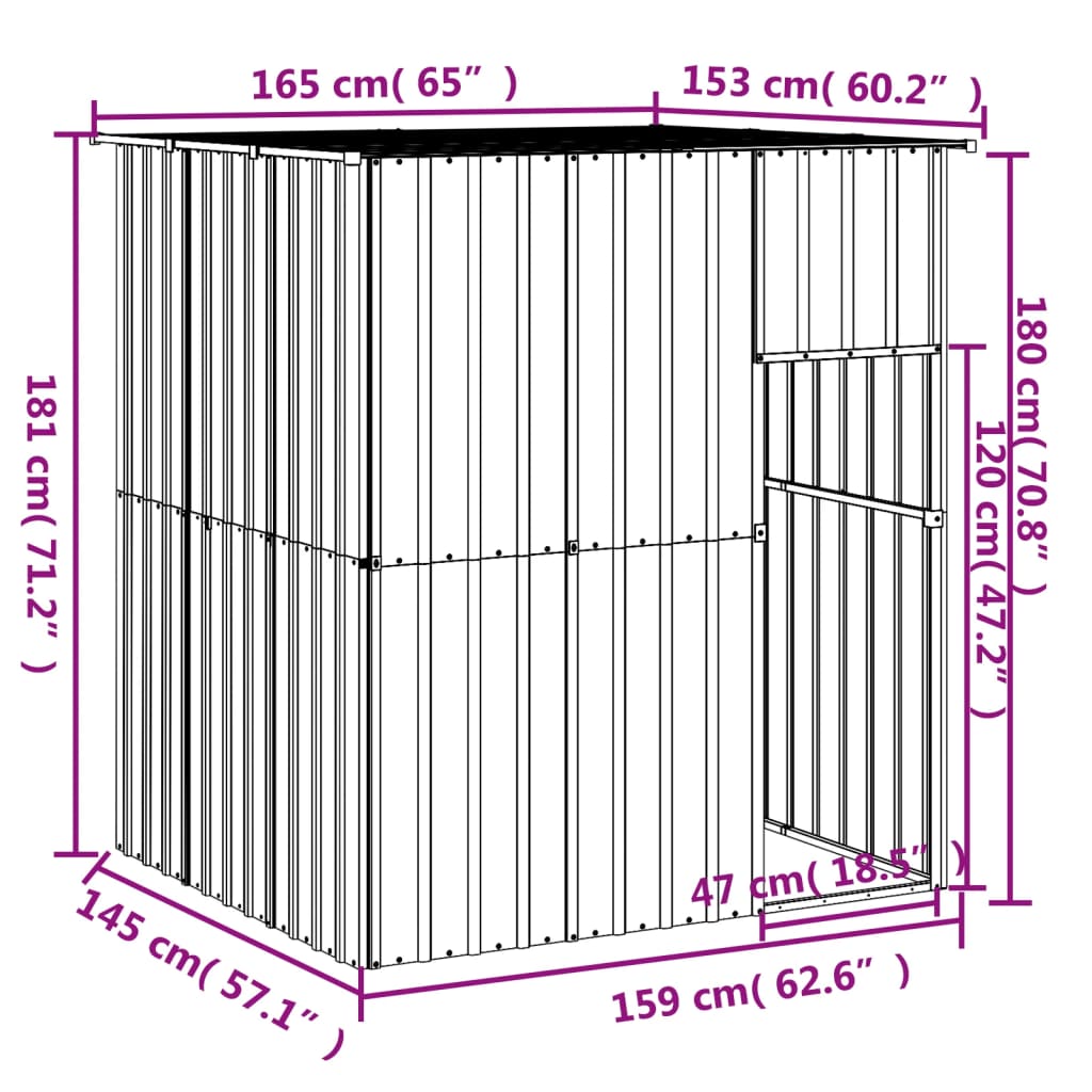 Niche pour chien avec toit gris clair acier galvanisé