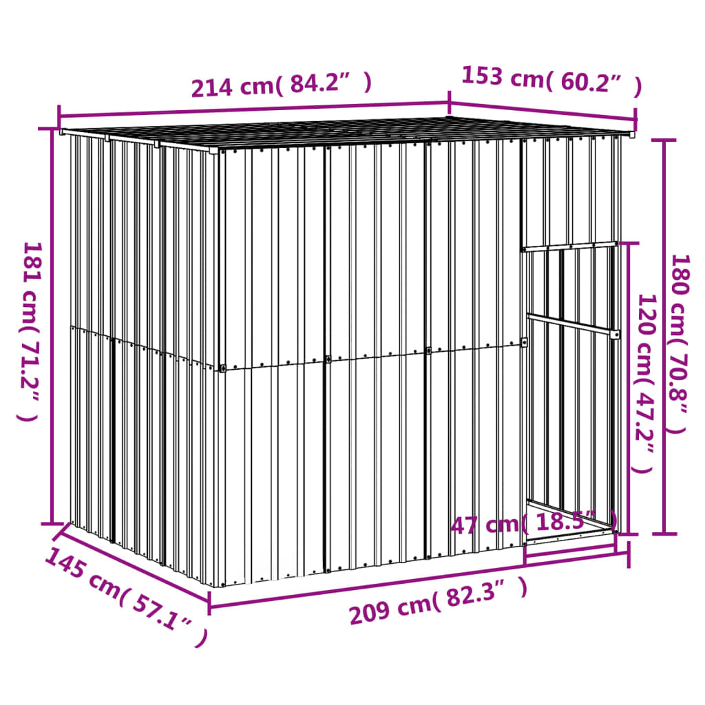 Niche pour chien avec toit anthracite acier galvanisé