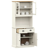 Buffet haut VIGO blanc 78x40x175 cm bois massif de pin