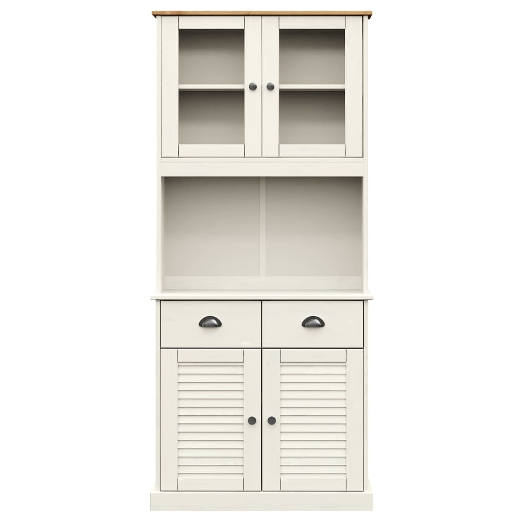 Buffet haut VIGO blanc 78x40x175 cm bois massif de pin