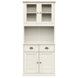 Buffet haut VIGO blanc 78x40x175 cm bois massif de pin