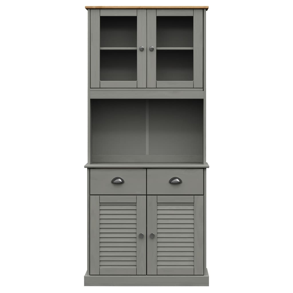 Buffet haut VIGO gris 78x40x175 cm bois massif de pin