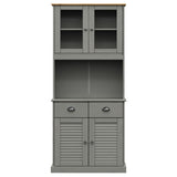 Buffet haut VIGO gris 78x40x175 cm bois massif de pin