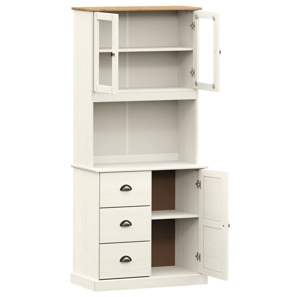 Buffet haut VIGO blanc 78x40x175 cm bois massif de pin