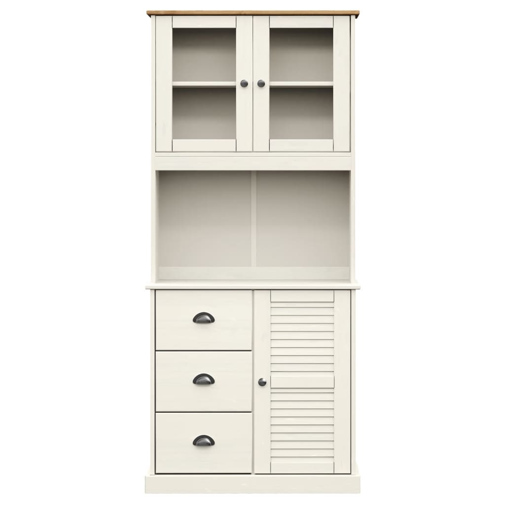 Buffet haut VIGO blanc 78x40x175 cm bois massif de pin