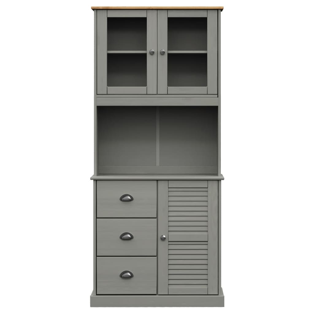 Buffet haut VIGO gris 78x40x175 cm bois massif de pin