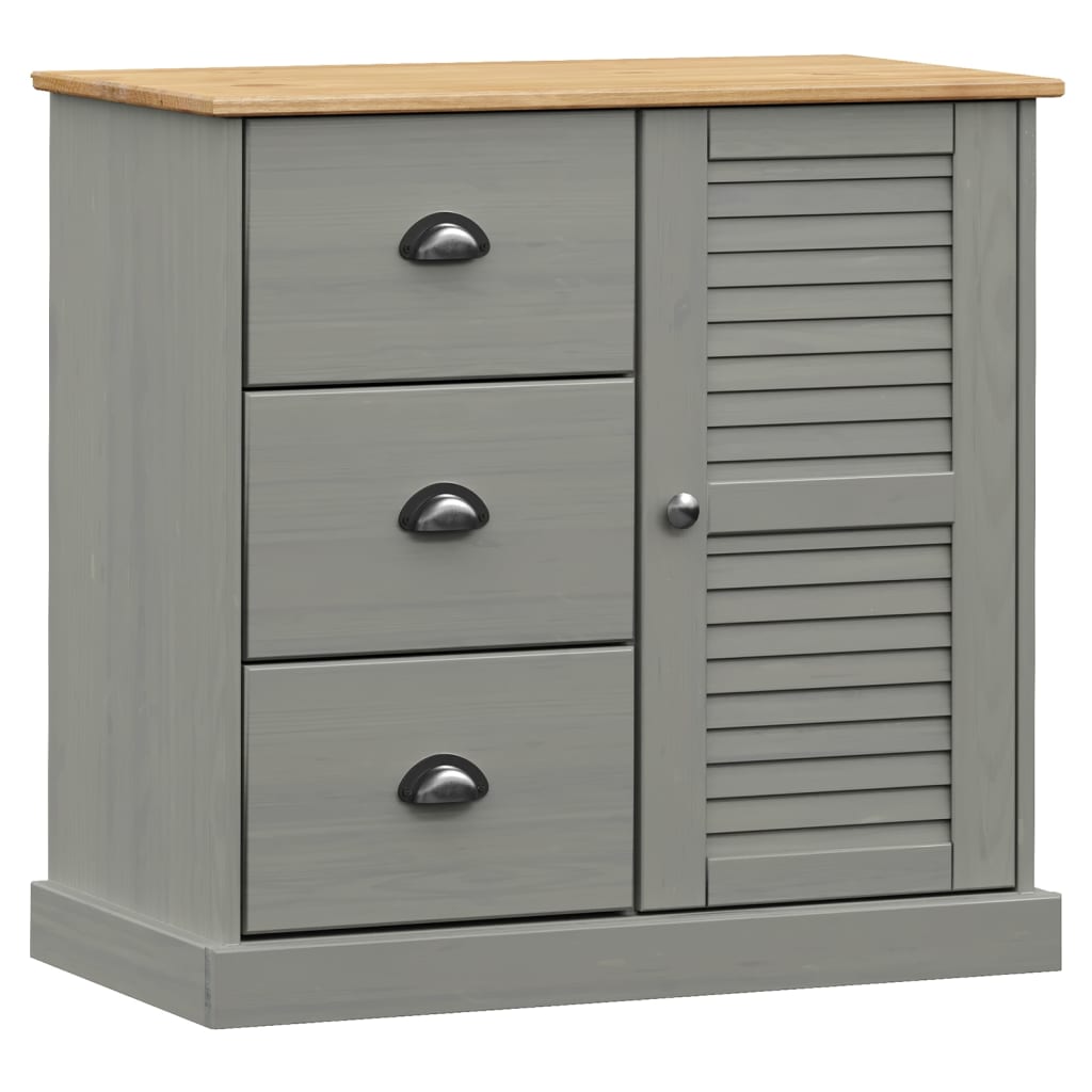 Buffet haut VIGO gris 78x40x175 cm bois massif de pin