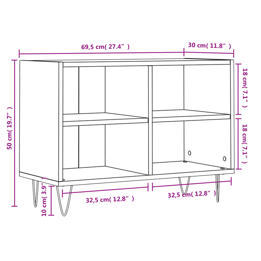 Meuble TV blanc 69,5 x 30 x 50 cm bois d'ingénierie