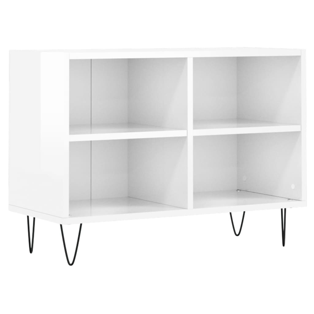 Meuble TV blanc brillant 69,5 x 30 x 50 cm bois d'ingénierie