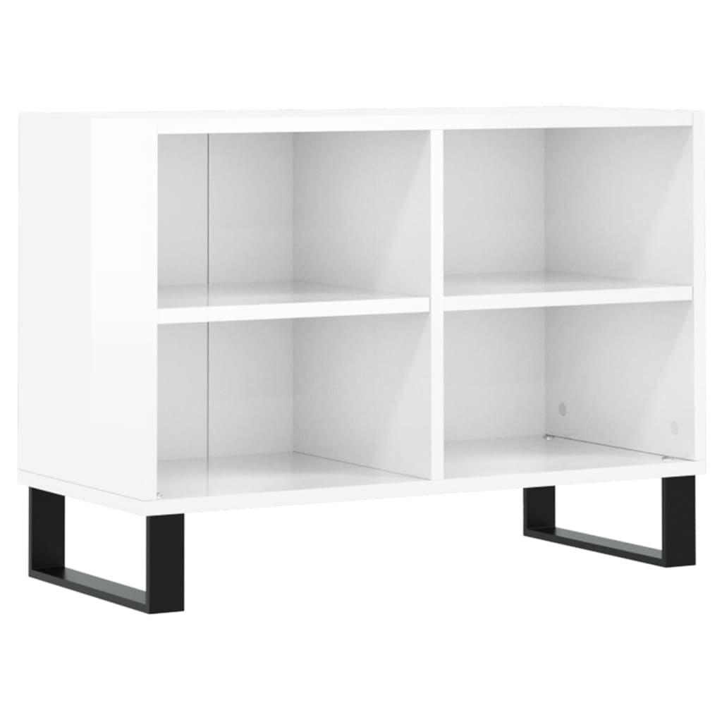 Meuble TV blanc brillant 69,5 x 30 x 50 cm bois d'ingénierie