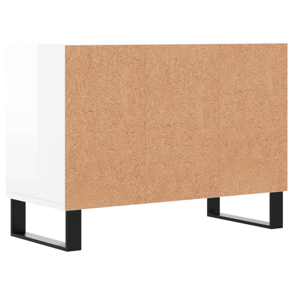 Meuble TV blanc brillant 69,5 x 30 x 50 cm bois d'ingénierie