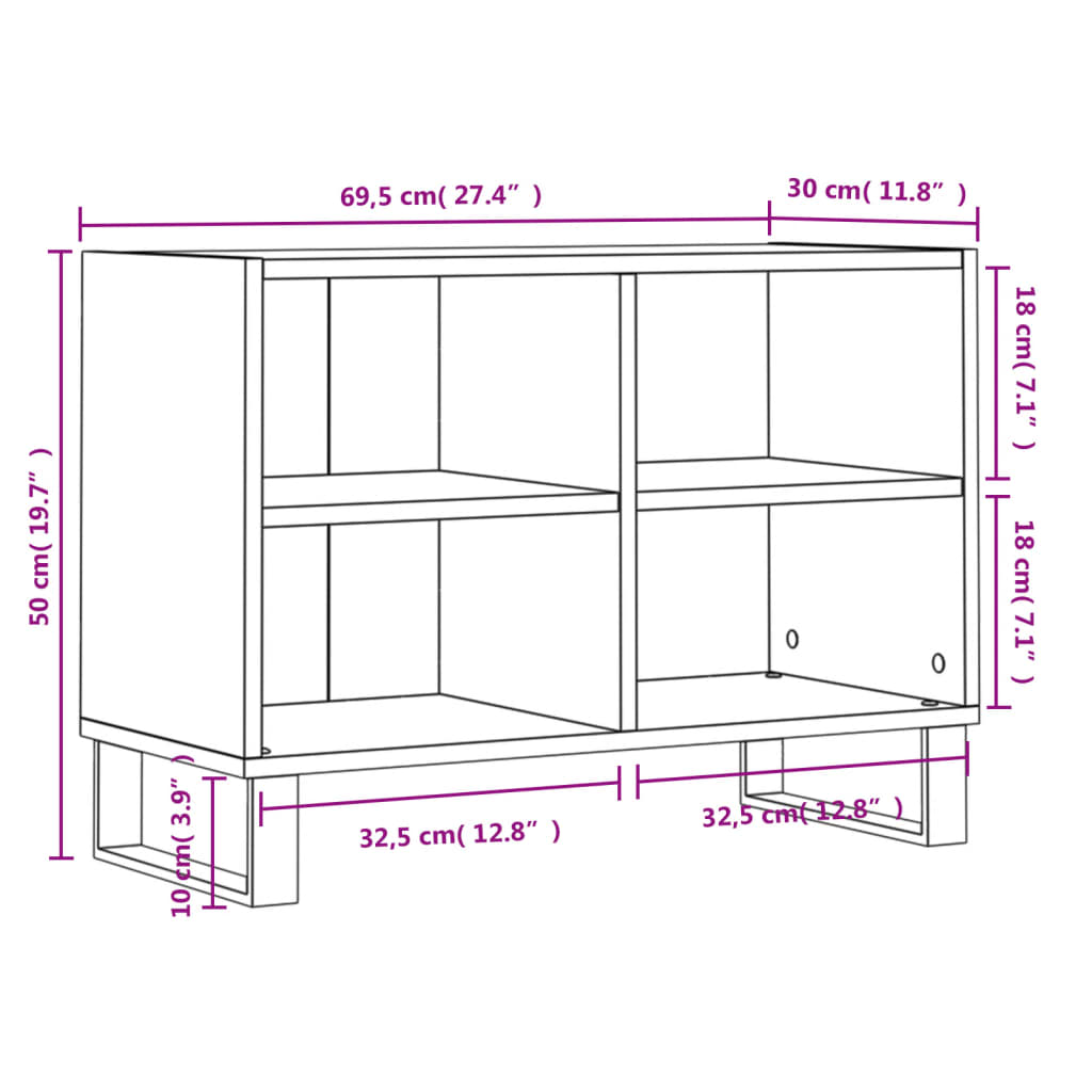 Meuble TV blanc brillant 69,5 x 30 x 50 cm bois d'ingénierie