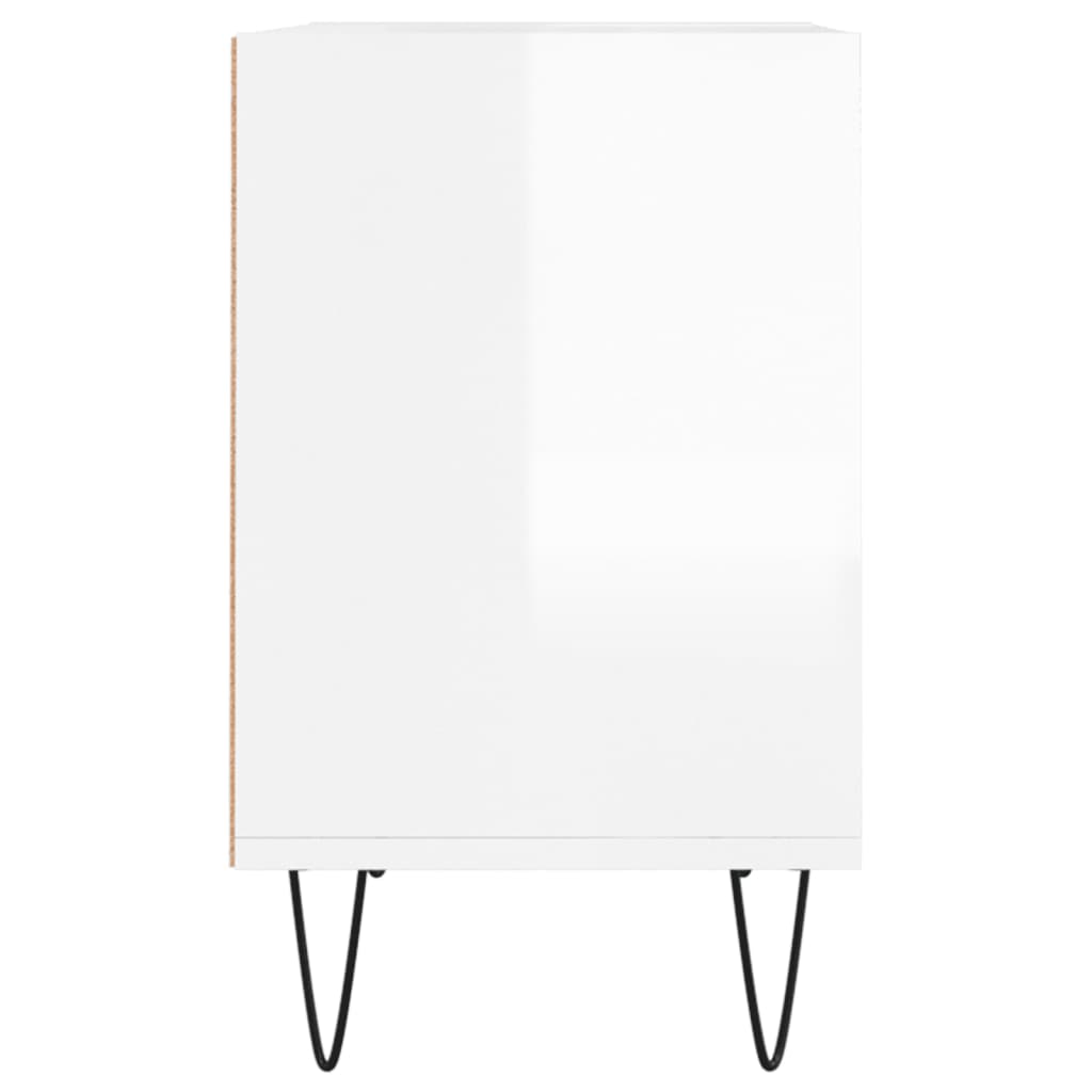 Meuble TV blanc brillant 103,5x30x50 cm bois d'ingénierie