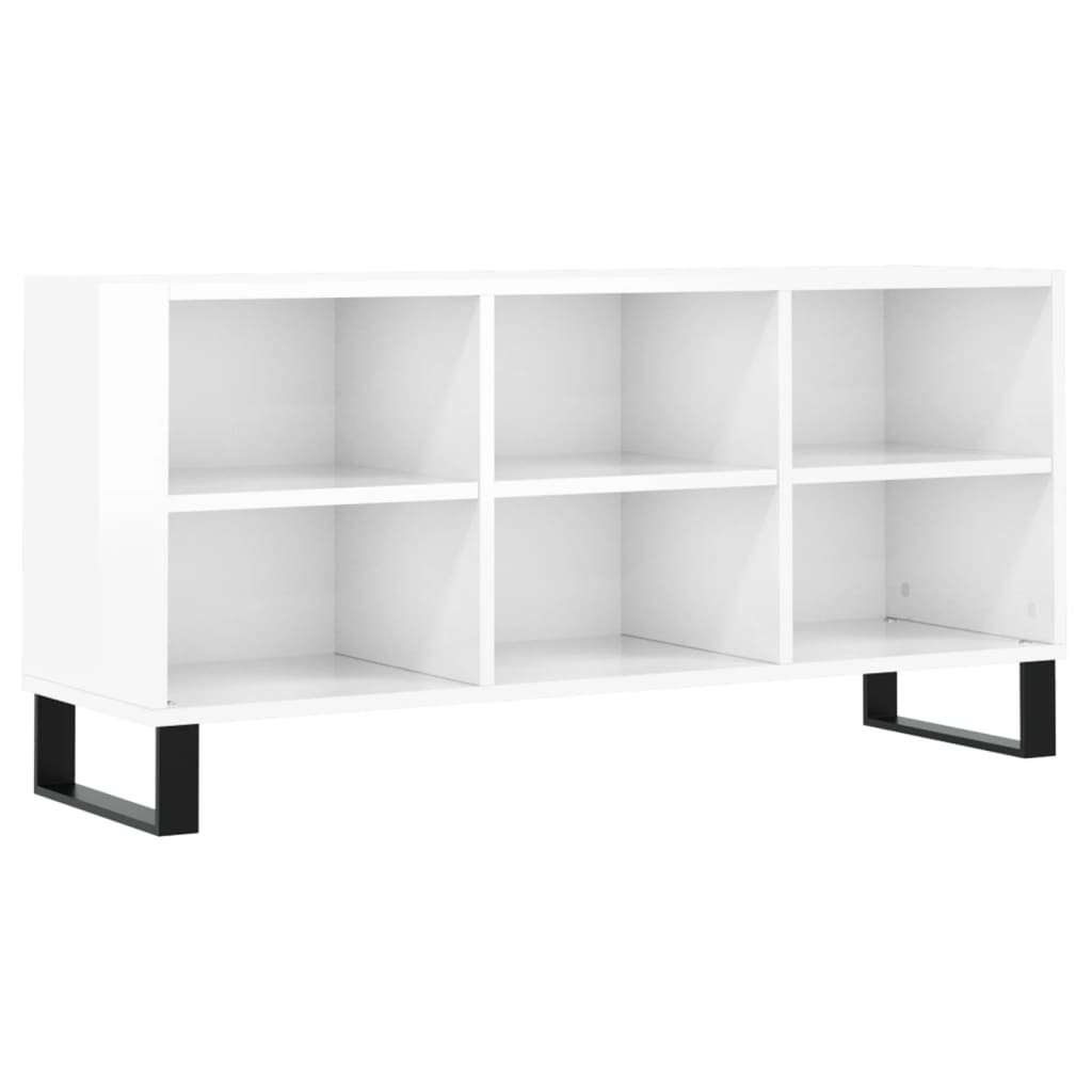 Meuble TV blanc brillant 103,5x30x50 cm bois d'ingénierie