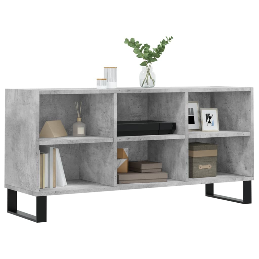 Meuble TV gris béton 103,5x30x50 cm bois d'ingénierie