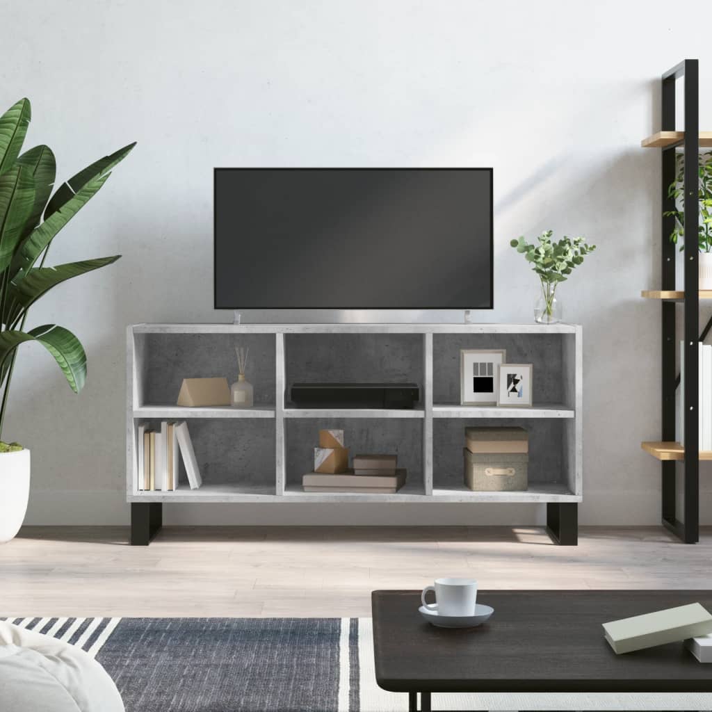 Meuble TV gris béton 103,5x30x50 cm bois d'ingénierie