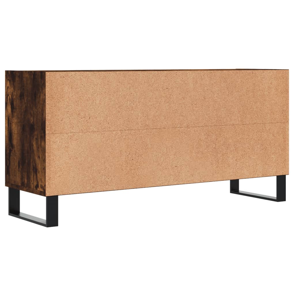 Meuble TV chêne fumé 103,5x30x50 cm bois d'ingénierie