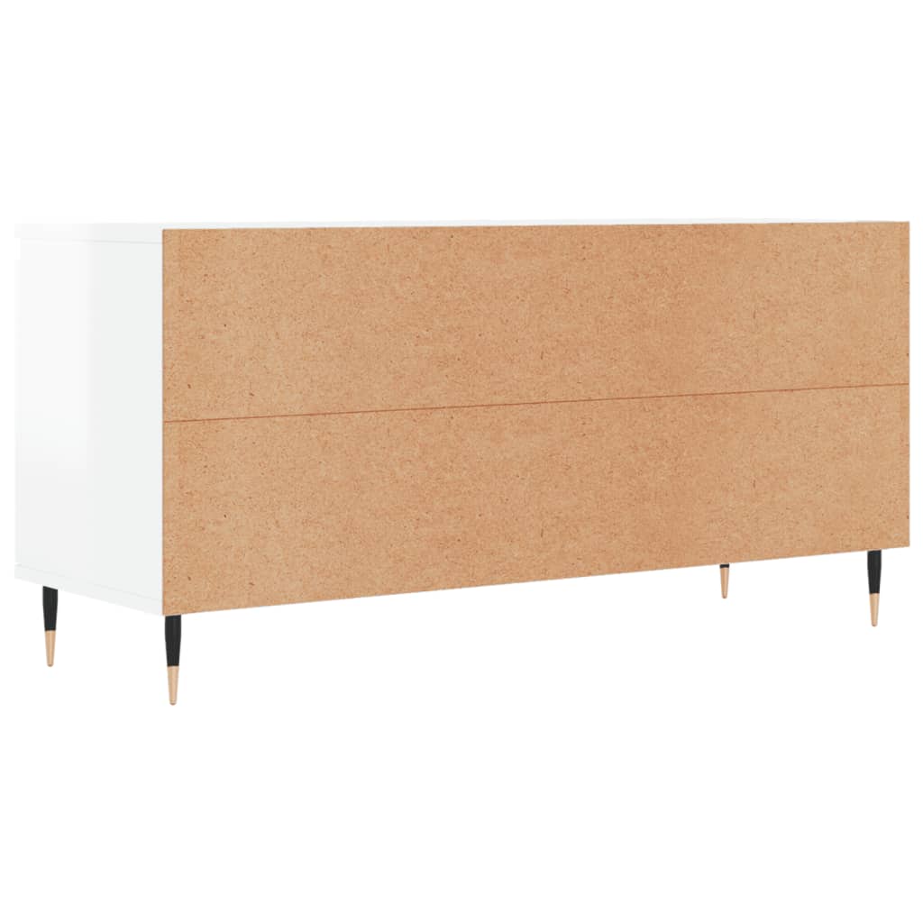 Meuble TV blanc brillant 104x35x50 cm bois d'ingénierie