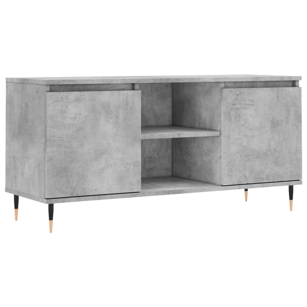 Meuble TV gris béton 104x35x50 cm bois d'ingénierie