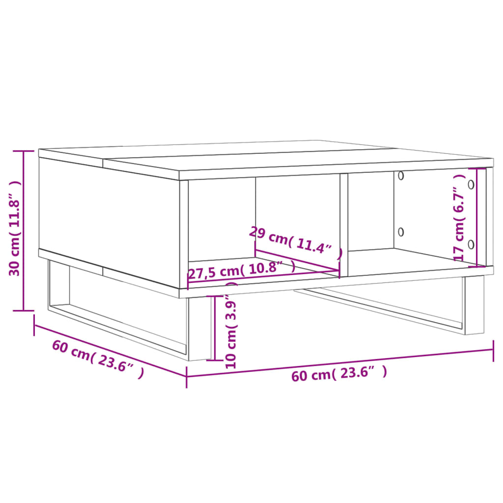 Table basse blanc 60x60x30 cm bois d'ingénierie