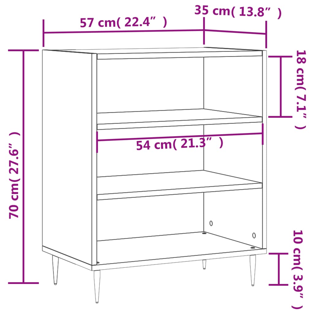 Buffet noir 57x35x70 cm bois d’ingénierie