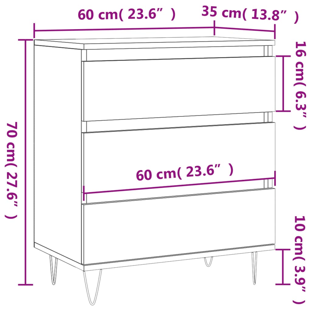 Buffet Noir 60x35x70 cm Bois d'ingénierie