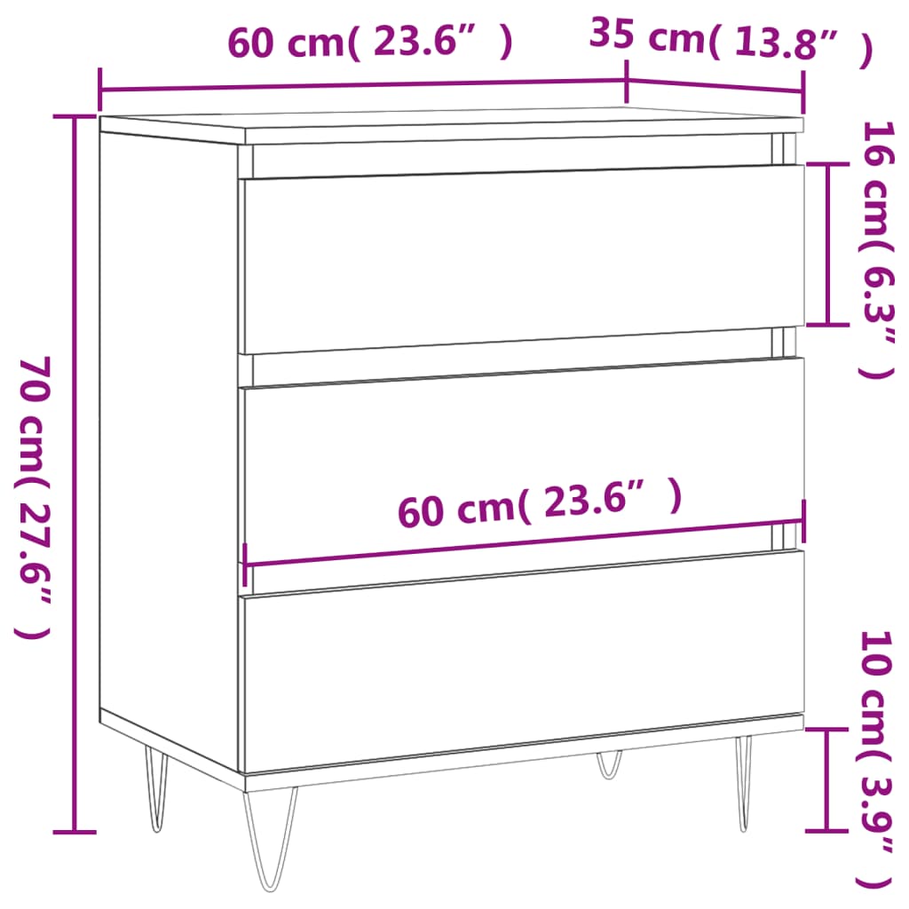 Concrete Grey Sideboard 60x35x70 cm Engineered Wood