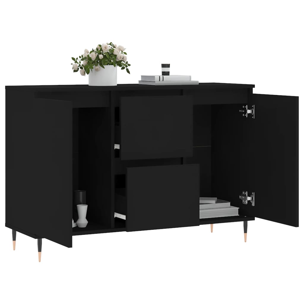 Buffet noir 104x35x70 cm bois d’ingénierie