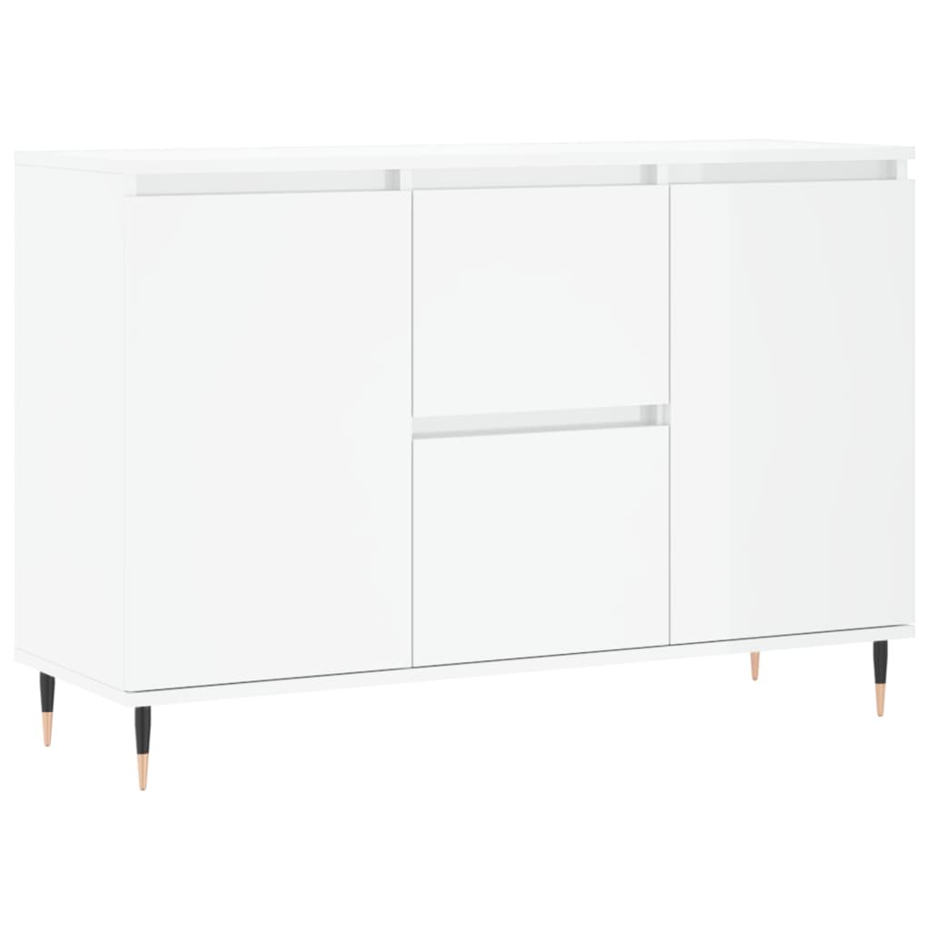 Buffet blanc brillant 104x35x70 cm bois d'ingénierie