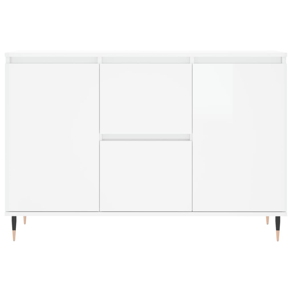 Buffet blanc brillant 104x35x70 cm bois d'ingénierie