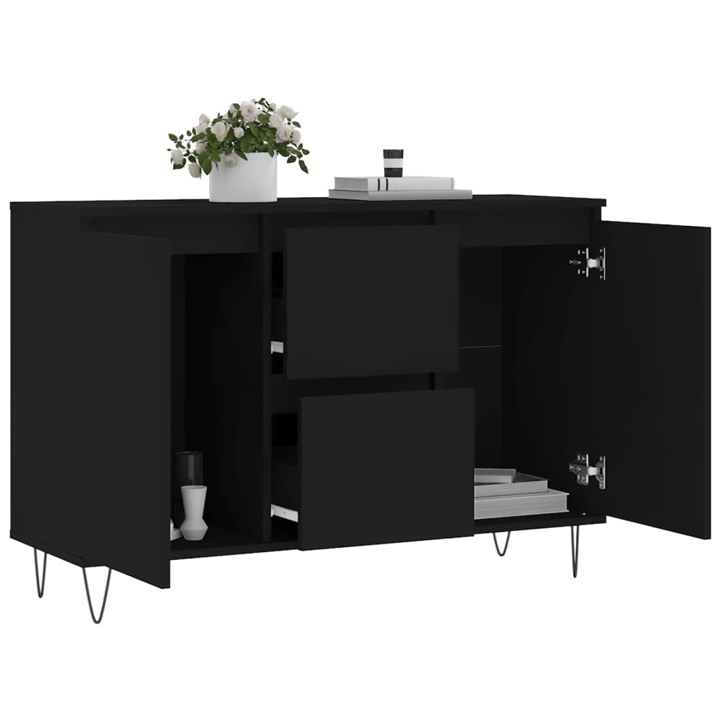 Buffet noir 104x35x70 cm bois d’ingénierie