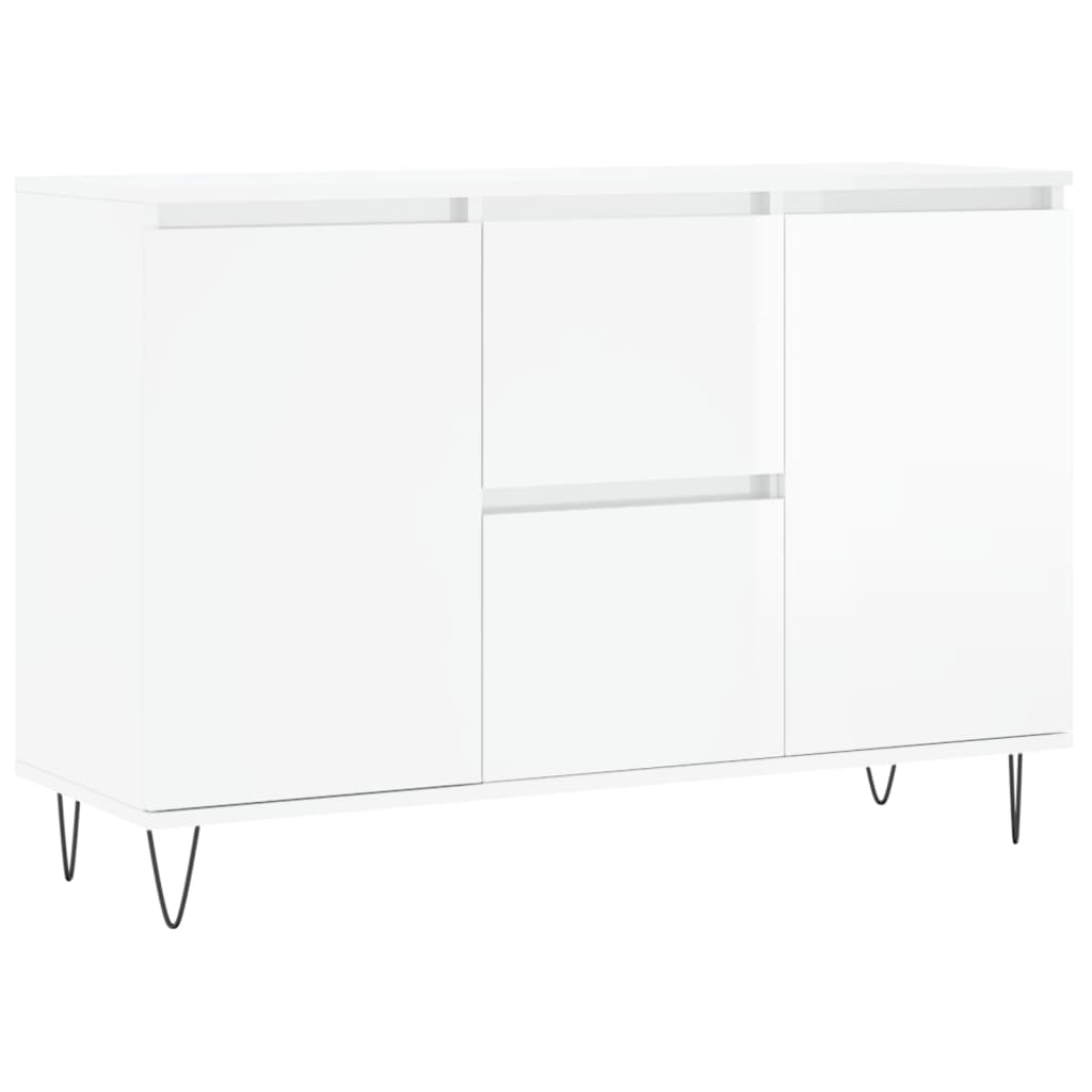 Buffet blanc brillant 104x35x70 cm bois d'ingénierie