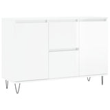 Buffet blanc brillant 104x35x70 cm bois d'ingénierie