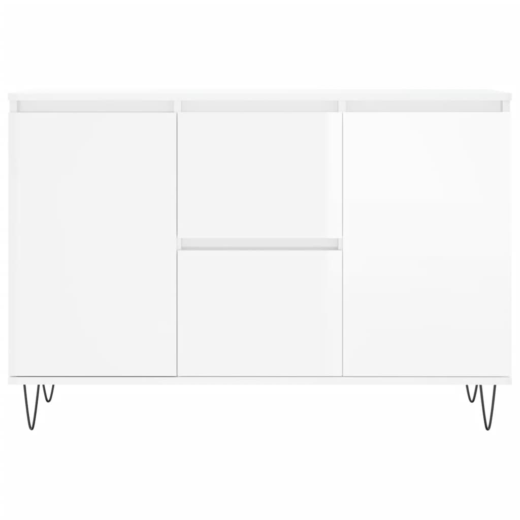 Buffet blanc brillant 104x35x70 cm bois d'ingénierie