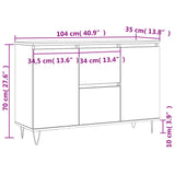 Buffet blanc brillant 104x35x70 cm bois d'ingénierie