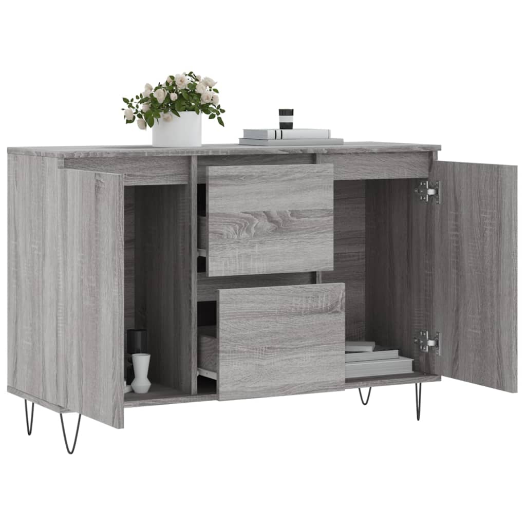 Sonoma graues Sideboard 104x35x70 cm, Holzwerkstoff