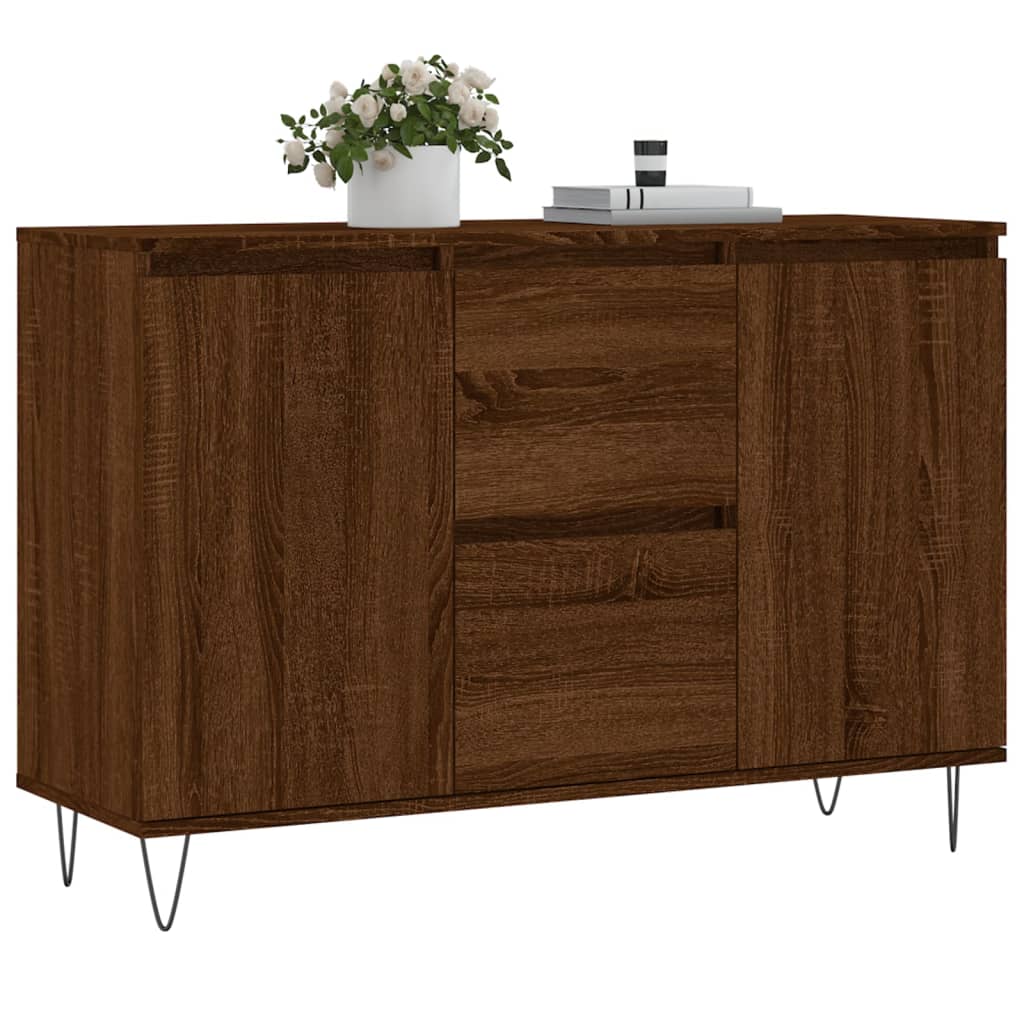 Buffet chêne marron 104x35x70 cm bois d'ingénierie