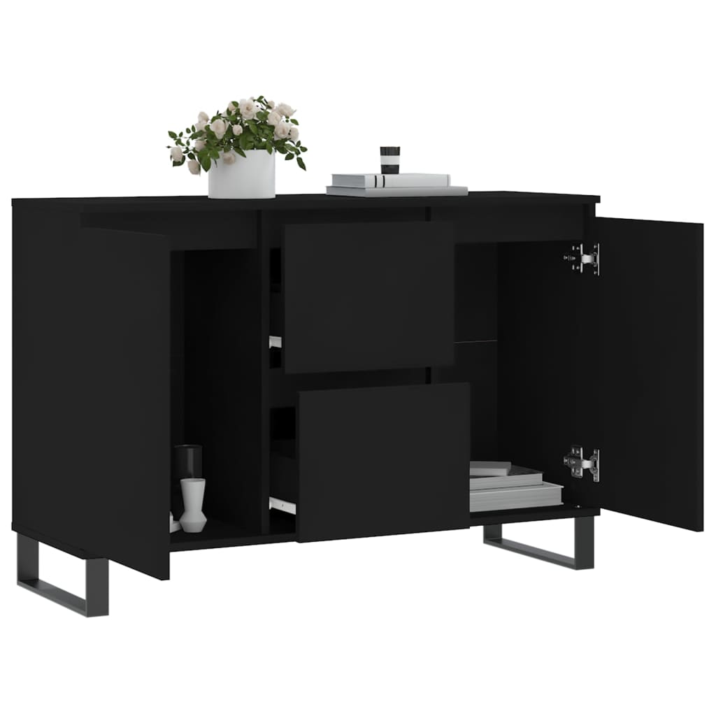 Buffet noir 104x35x70 cm bois d’ingénierie