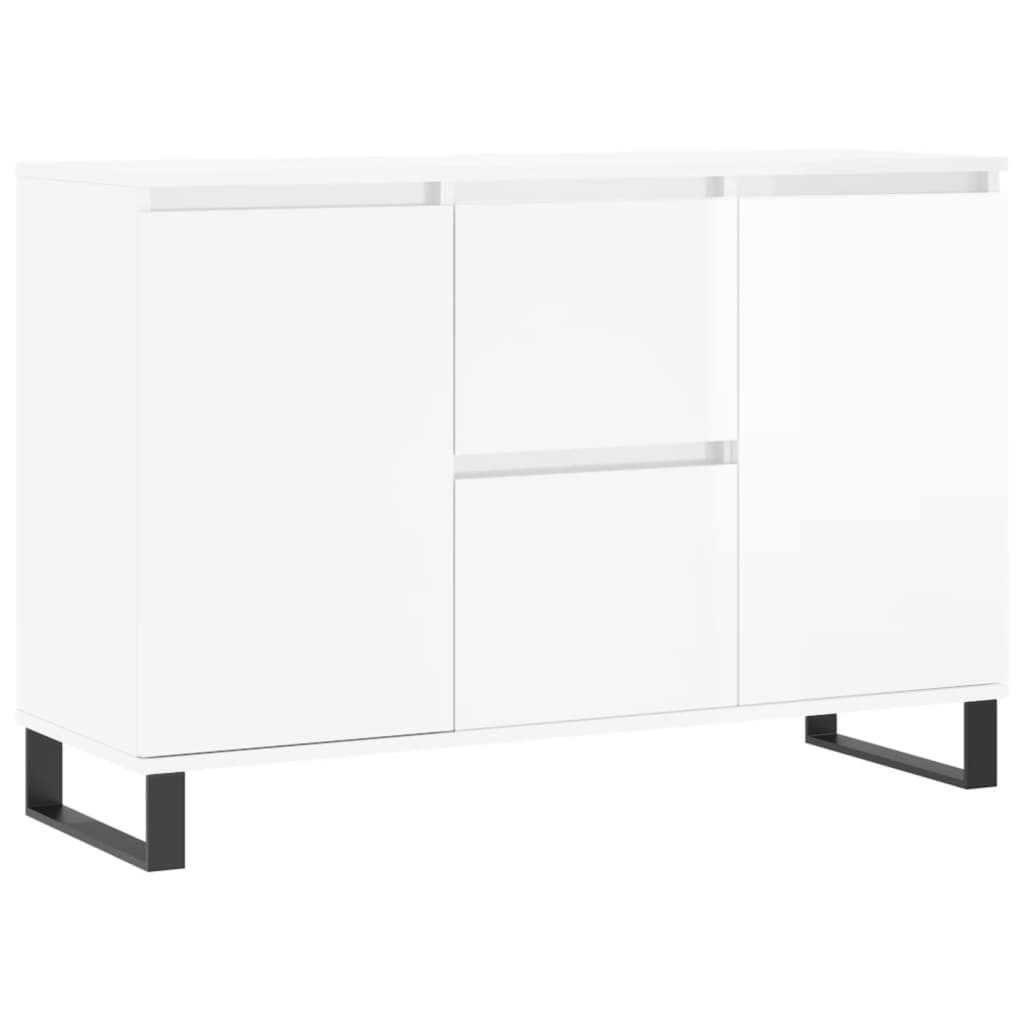 Buffet blanc brillant 104x35x70 cm bois d'ingénierie