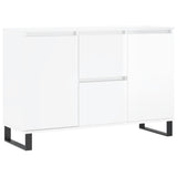 Buffet blanc brillant 104x35x70 cm bois d'ingénierie