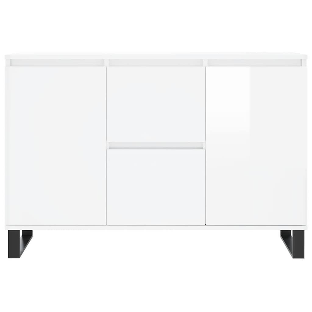 Buffet blanc brillant 104x35x70 cm bois d'ingénierie