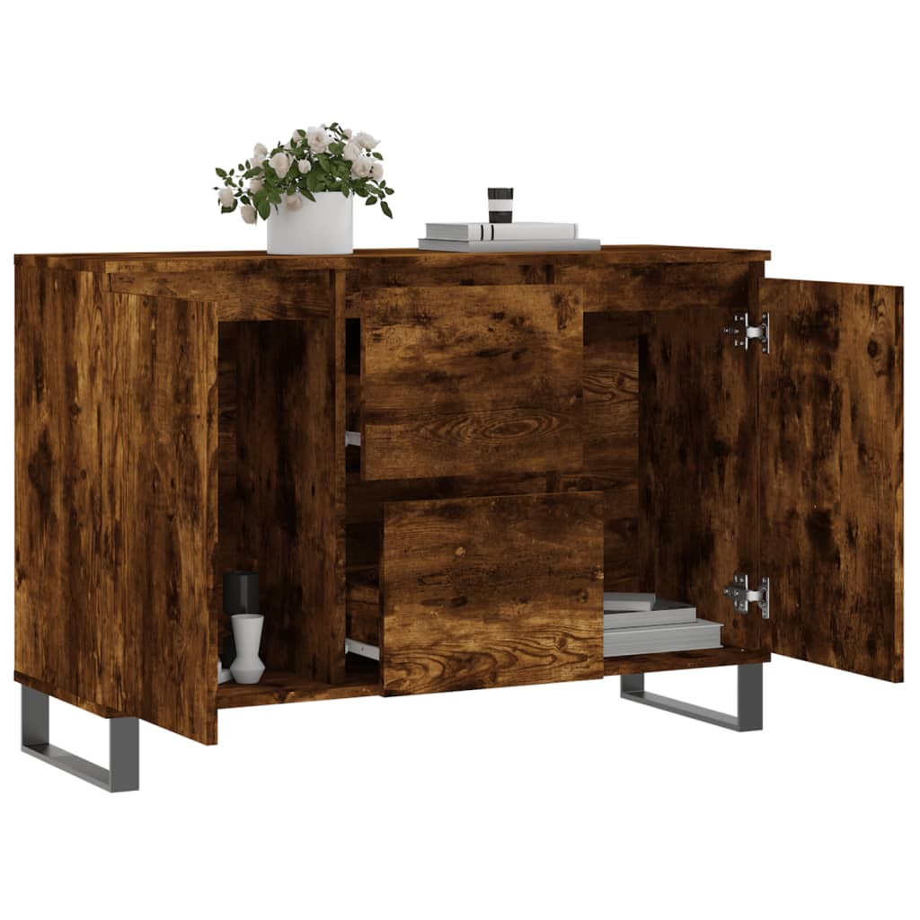 Buffet chêne fumé 104x35x70 cm bois d'ingénierie