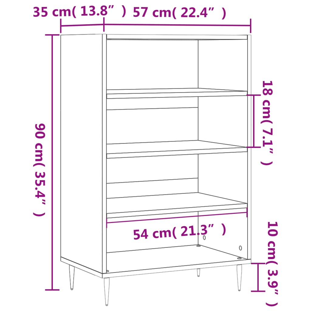 Buffet haut blanc 57x35x90 cm bois d'ingénierie