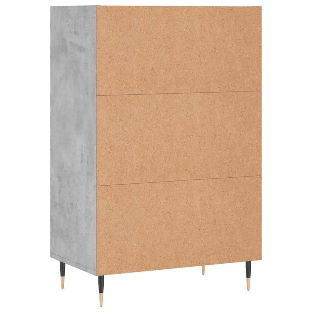 Betongraues hohes Sideboard 57x35x90 cm, Holzwerkstoff