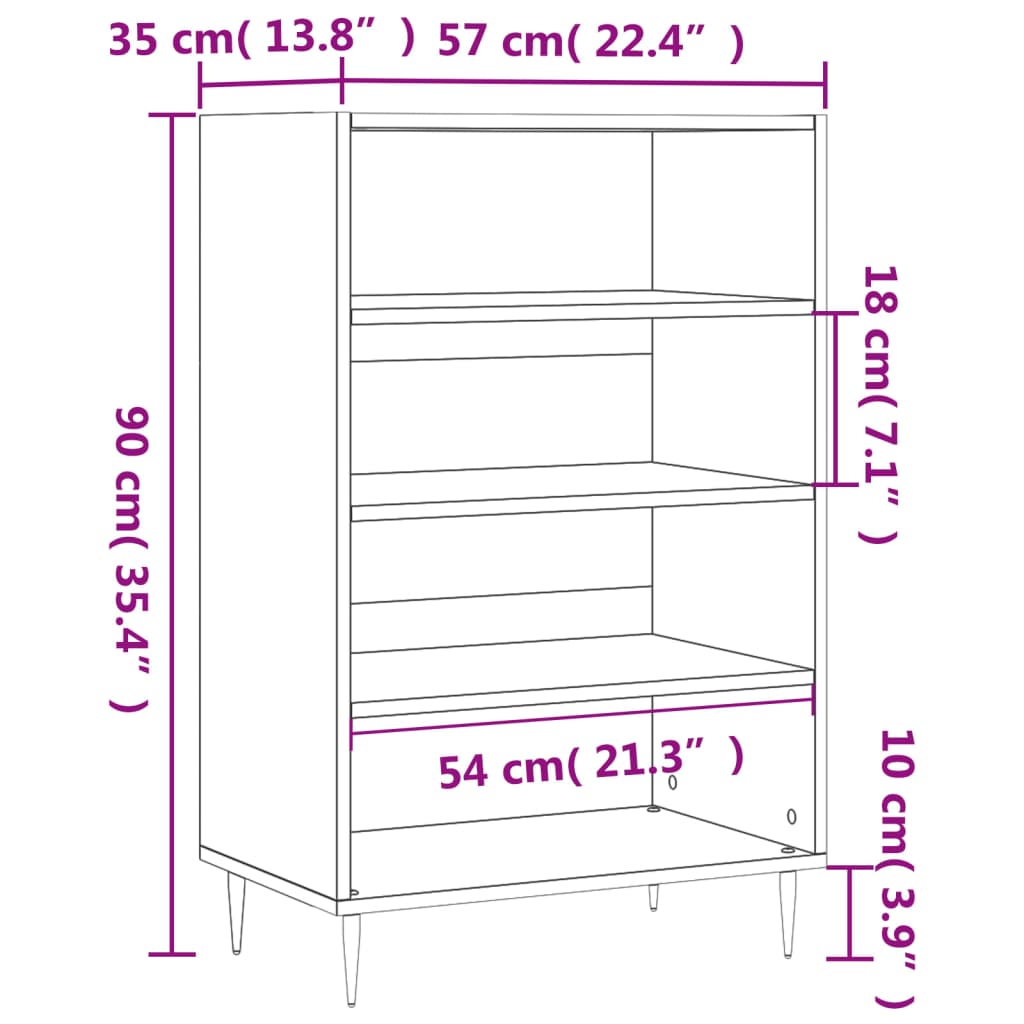 Buffet haut sonoma gris 57x35x90 cm bois d'ingénierie