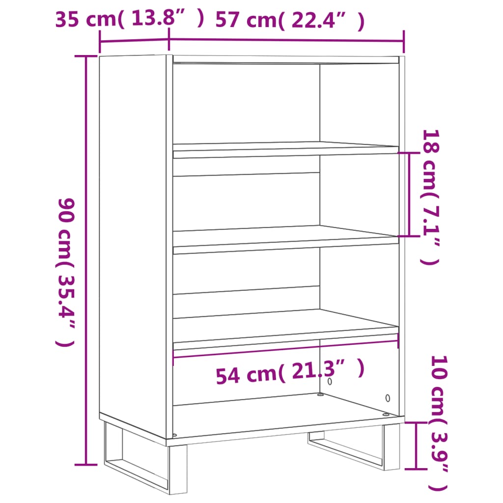 Buffet haut blanc 57x35x90 cm bois d'ingénierie